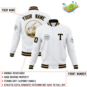 Custom White Full-Snap Varsity Personalized Letterman Baseball Coats Jacket