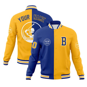 Custom Royal Gold Varsity Full-Snap Split Letterman Baseball Jacket