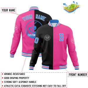 Custom Black Pink Varsity Full-Snap Split Letterman Baseball Jacket