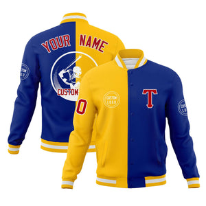 Custom Gold Royal Varsity Full-Snap Split Letterman Baseball Jacket