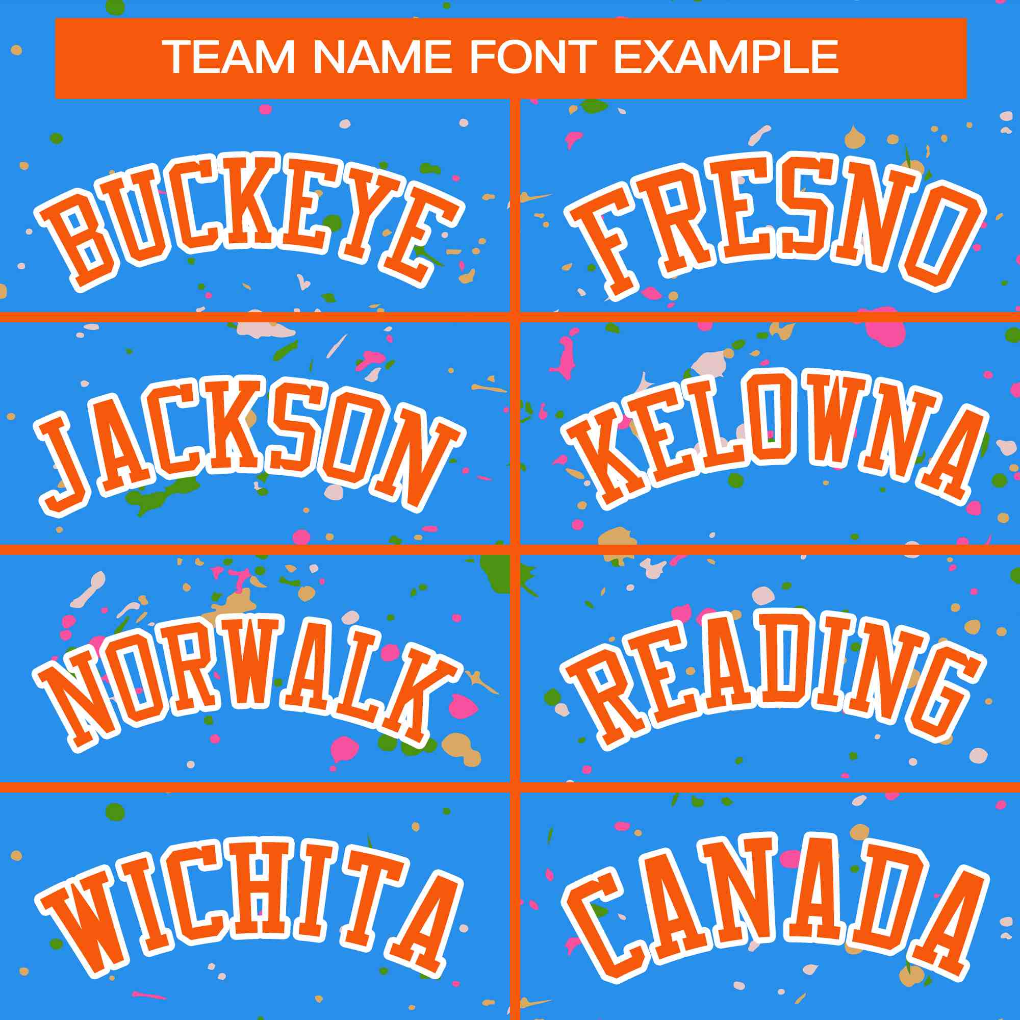 Custom Powder Blue Orange-White Varsity Full-Zip Splash Graffiti Pattern Letterman Jacket