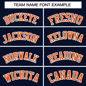 Custom Navy Orange Varsity Full-Snap Raglan Sleeves Letterman Baseball Jacket