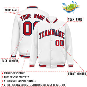 Custom White Royal-Red Letterman Two Tone Classic Style Varsity Full-Snap Jacket