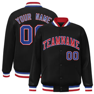 Custom Black Red-White Classic Style Varsity Full-Snap Letterman Jacket