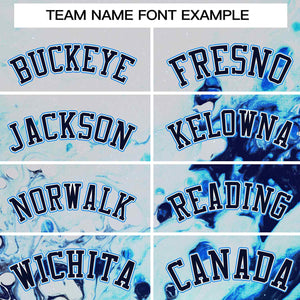 Custom Navy Royal-White Tie Dye Ink Paint Varsity Graffiti Pattern Letterman Jacket