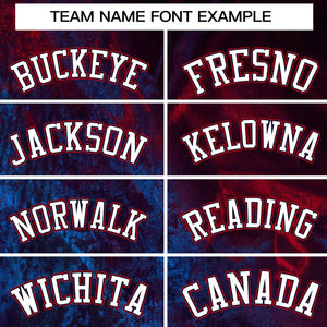 Custom Red White-Navy Tie Dye Ink Paint Varsity Graffiti Pattern Letterman Jacket