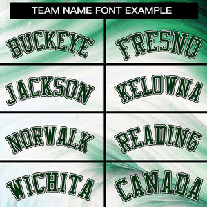 Custom Kelly Green Green-White Tie Dye Ink Paint Varsity Graffiti Pattern Letterman Jacket