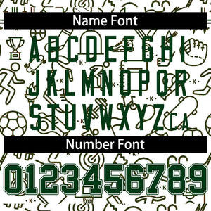 Custom White Green Line Graffiti Pattern Varsity Raglan Sleeves Letterman Baseball Jacket