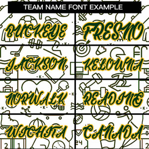 Custom White Green Line Graffiti Pattern Varsity Raglan Sleeves Letterman Baseball Jacket