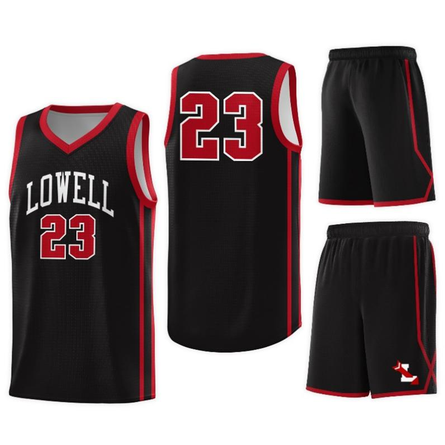 Custom Black Red Double Side Sets Sports Uniform Basketball Jersey