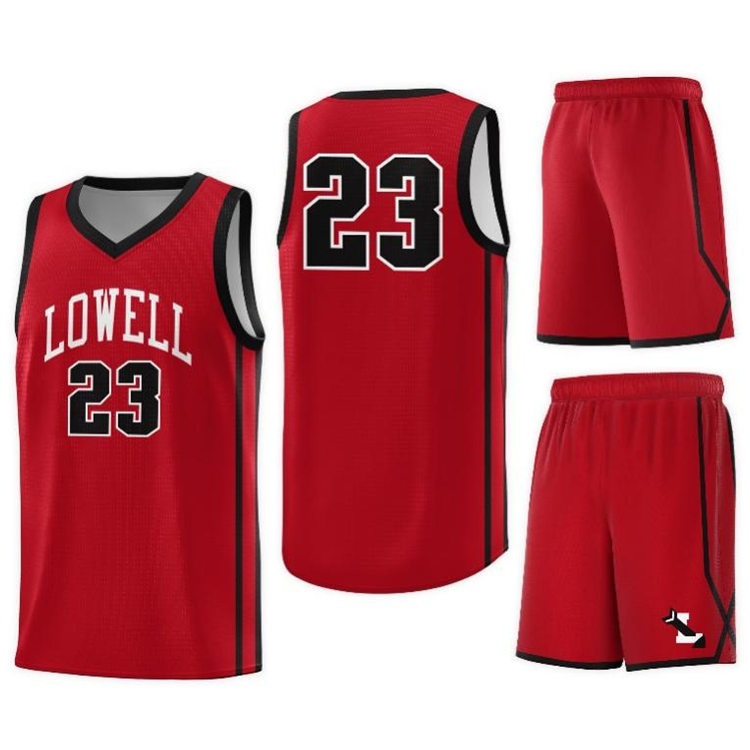 Custom Black Red Double Side Sets Sports Uniform Basketball Jersey