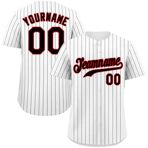 Maillot de baseball authentique à rayures blanches, noires et rouges, personnalisé, à la mode