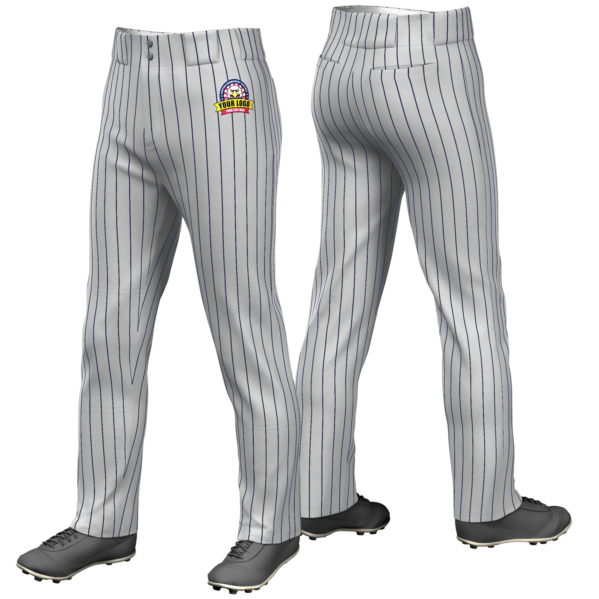 Pantalon de baseball coupe ample et extensible à fines rayures bleu marine personnalisé