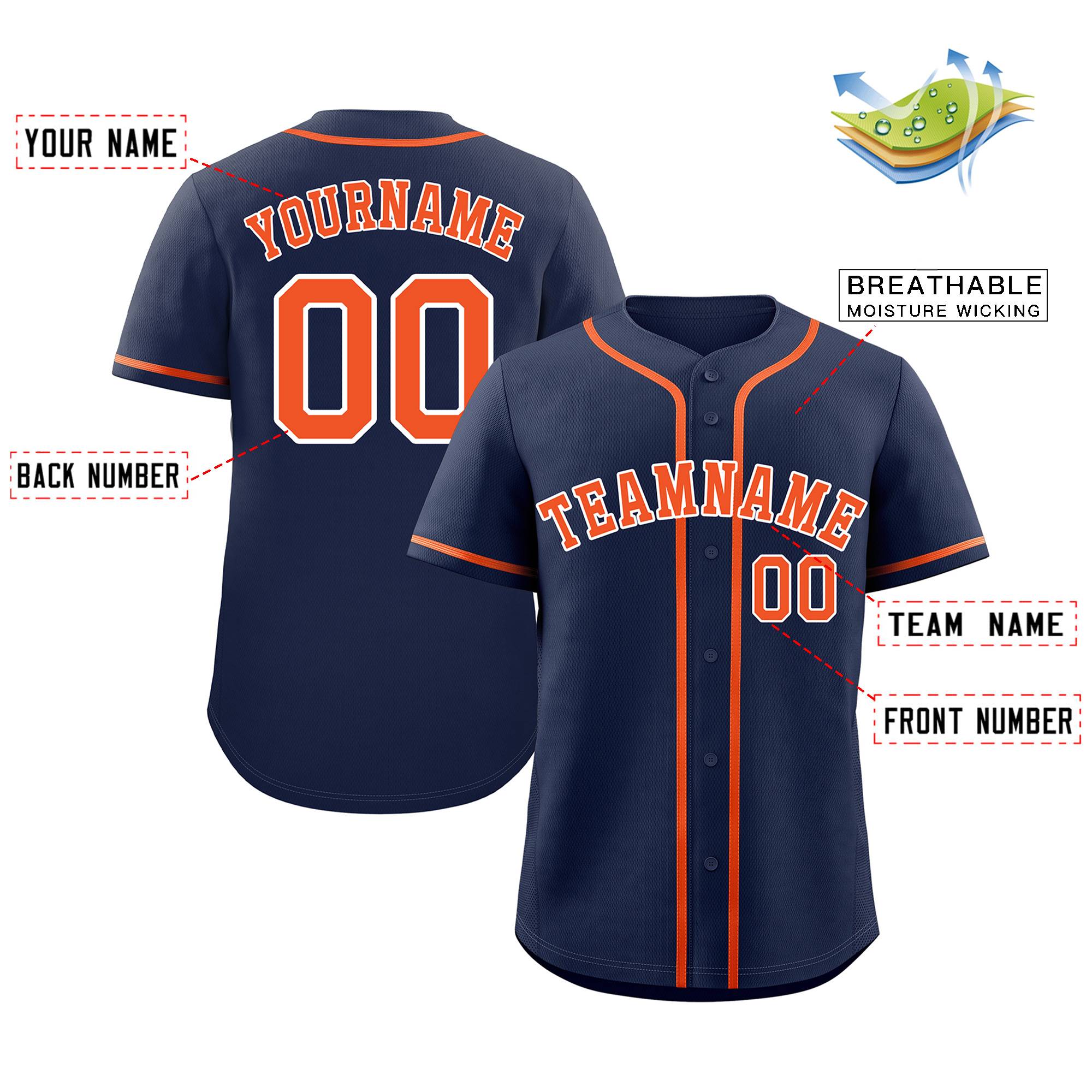 Custom Navy Orange-White Classic Style Authentic Baseball Jersey