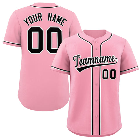 Custom Pink Black-White Classic Style Authentic Baseball Jersey for Men