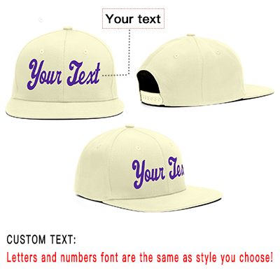 Custom Cream Purple Sport Baseball Cap