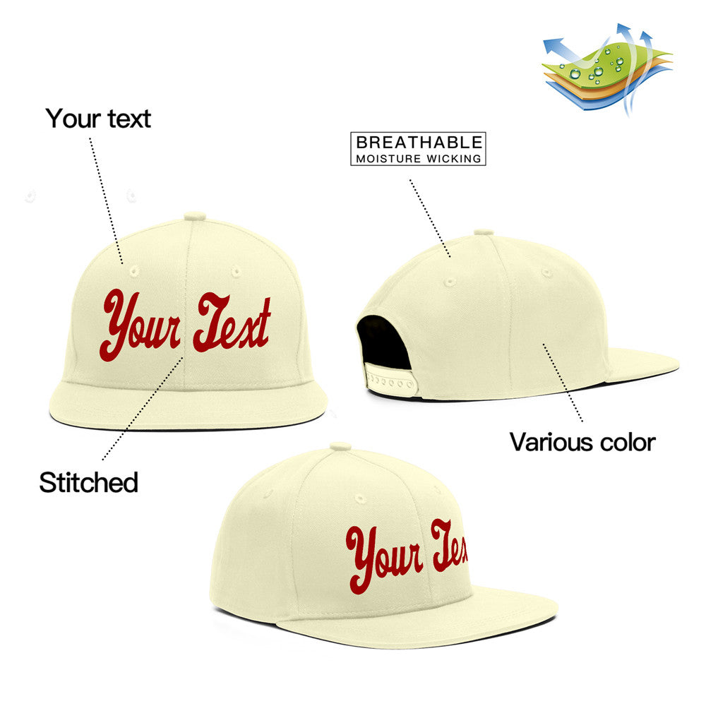 Custom Cream Red Sport Baseball Cap