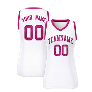 Custom White Pink Women Basketball Jersey Dress