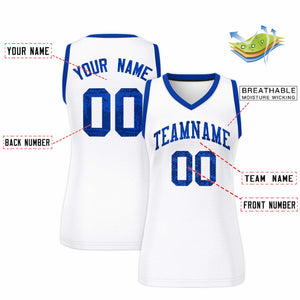 Custom White Royal Women Basketball Jersey Dress