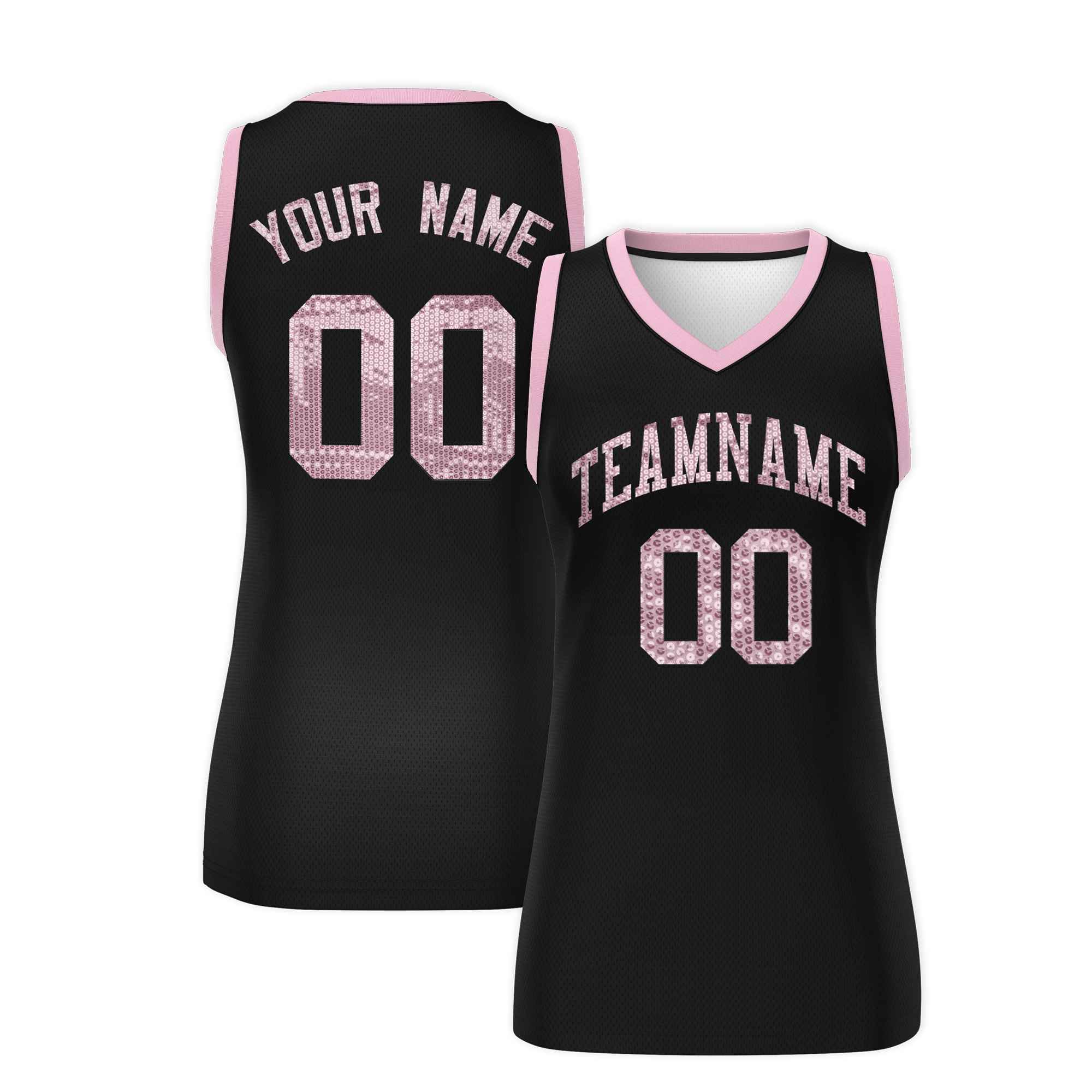 Custom Black Light Pink Women Basketball Jersey Dress