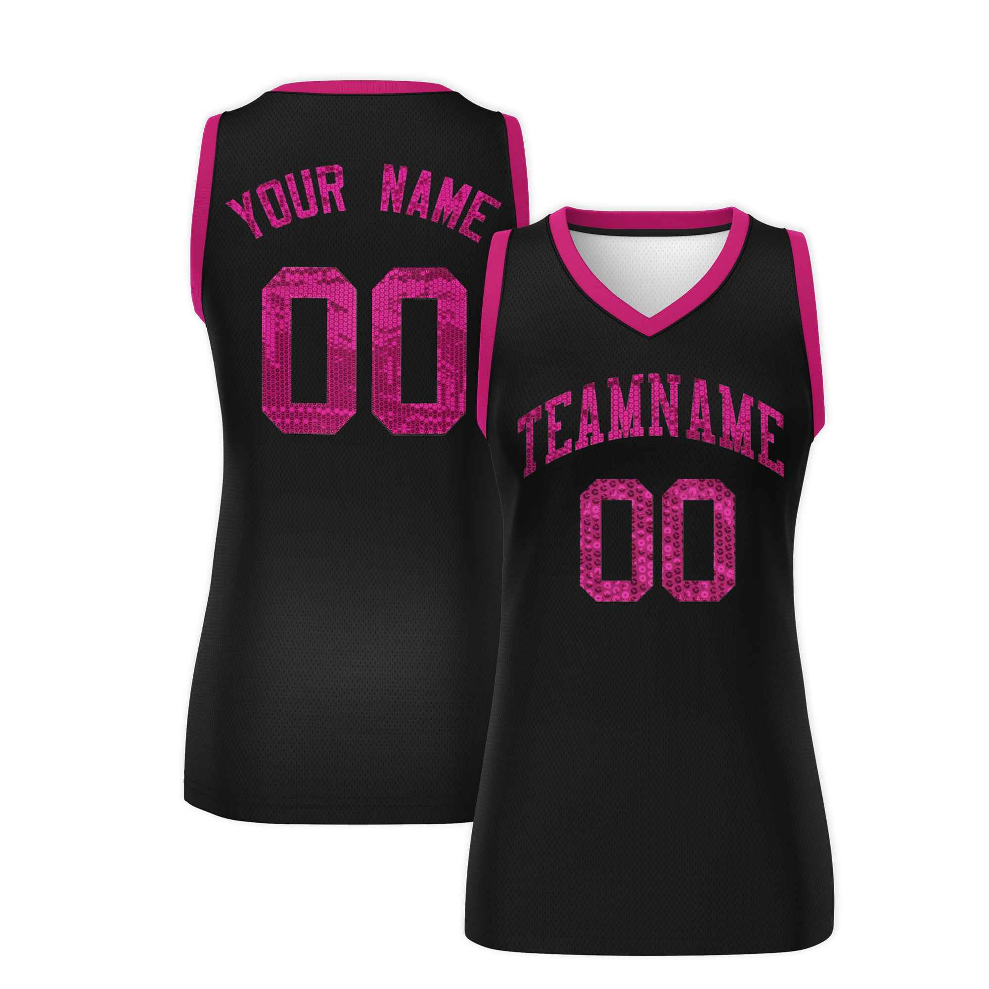 Custom Black Pink Women Basketball Jersey Dress