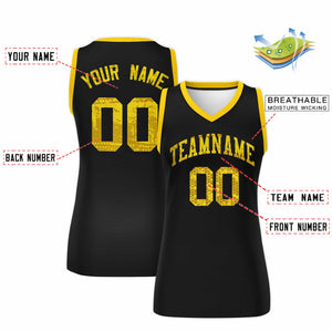 Custom Black Gold Women Basketball Jersey Dress