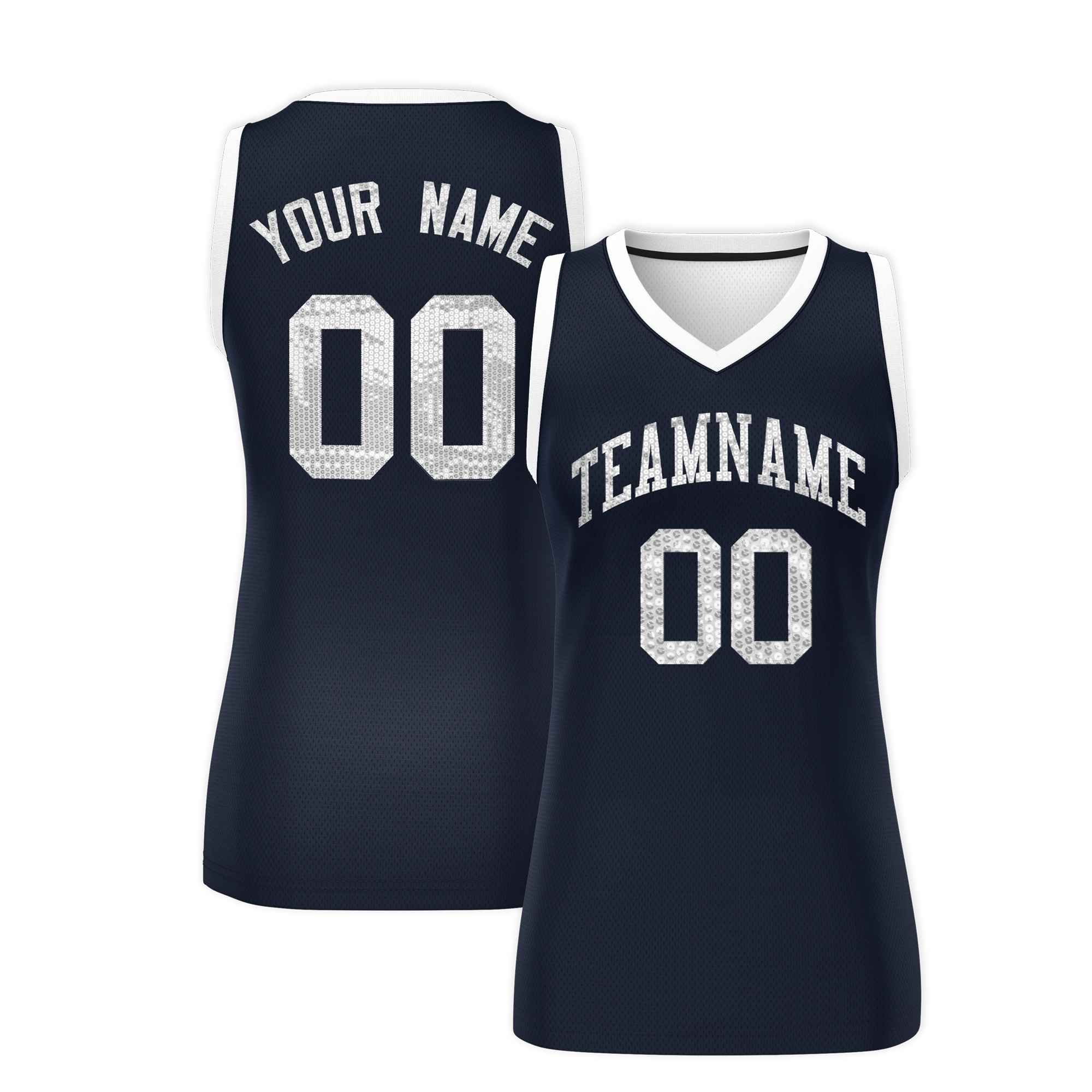 Custom Navy White Women Basketball Jersey Dress