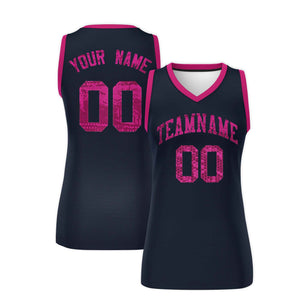 Custom Navy Pink Women Basketball Jersey Dress