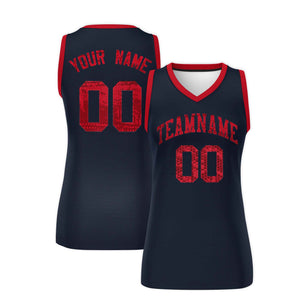 Custom Navy Red Women Basketball Jersey Dress