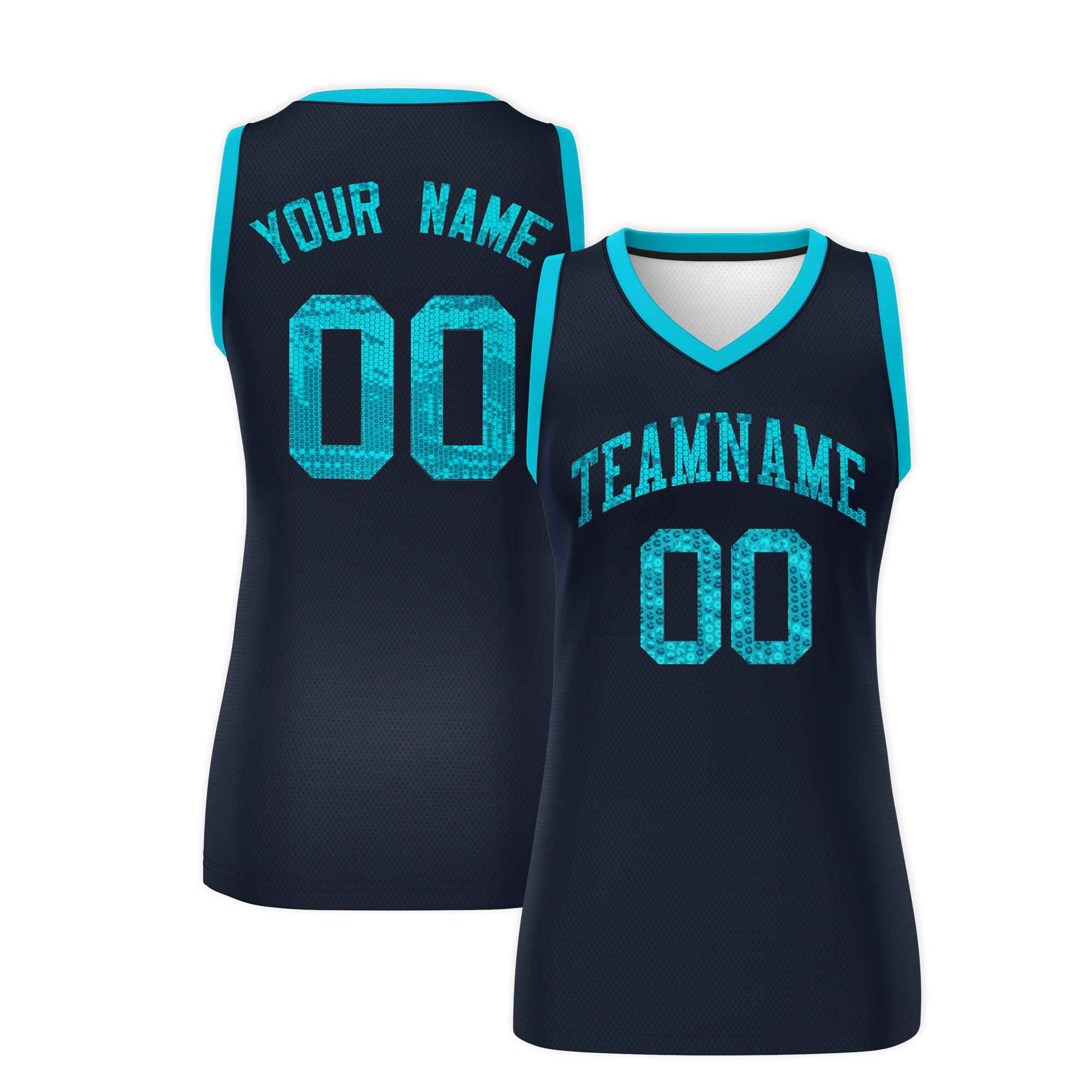 Custom Navy Sky Blue Women Basketball Jersey Dress