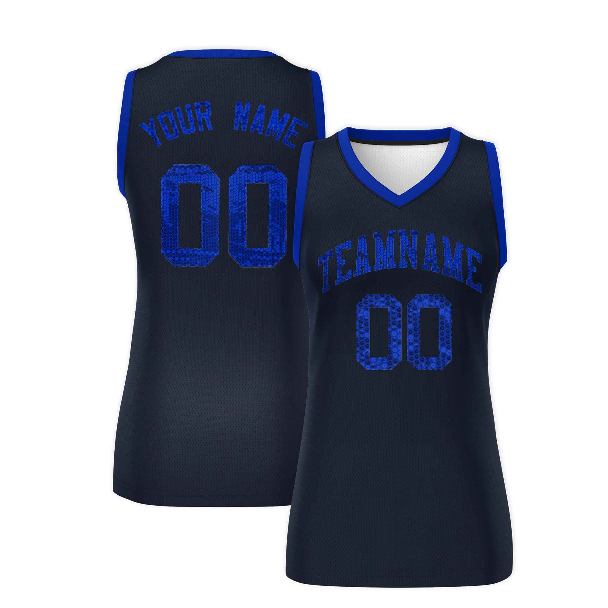 Custom Navy Royal Women Basketball Jersey Dress