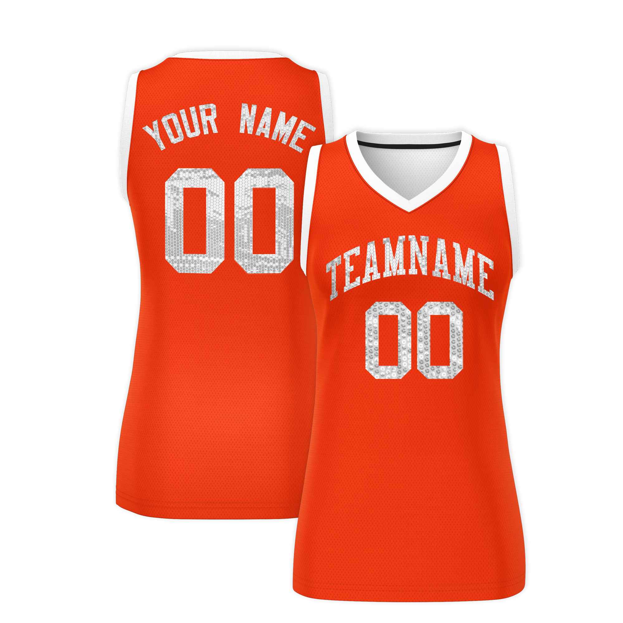 Custom Orange White Women Basketball Jersey Dress