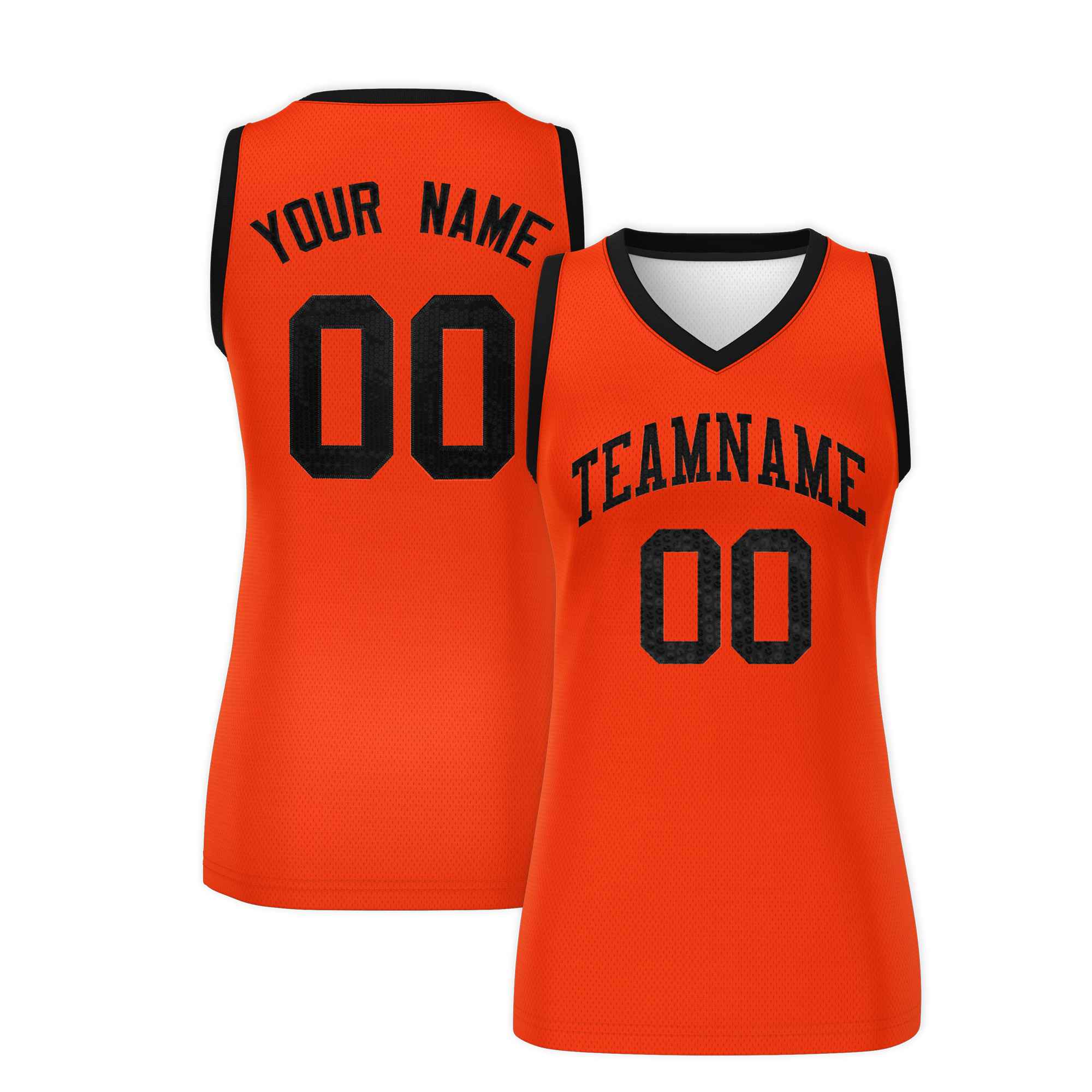 Custom Orange Black Women Basketball Jersey Dress