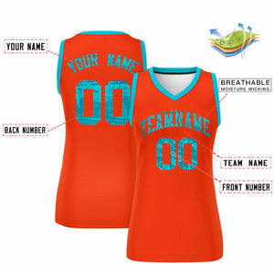 Custom Orange Sky Blue Women Basketball Jersey Dress