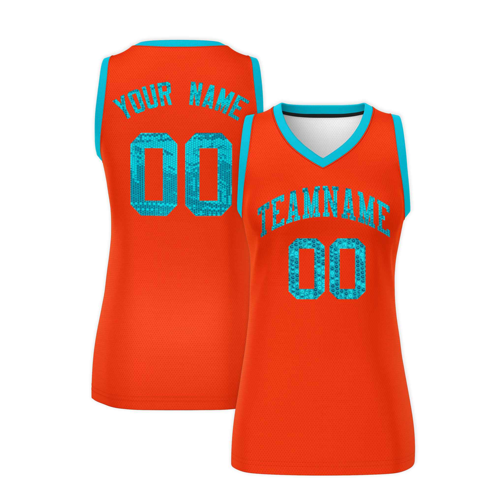 Custom Orange Sky Blue Women Basketball Jersey Dress