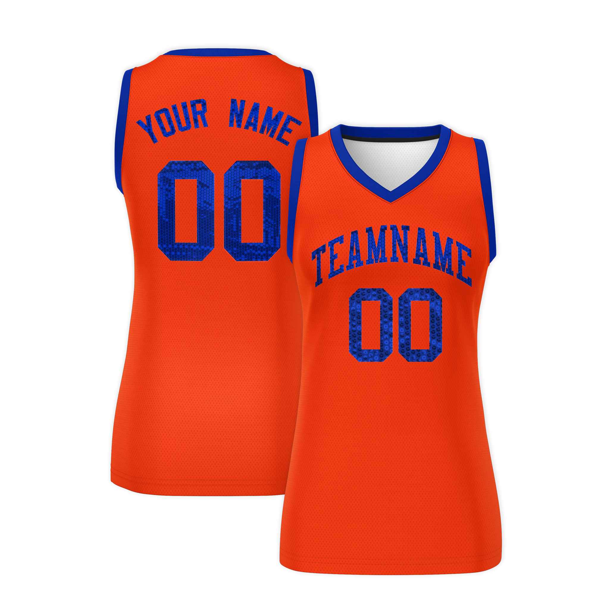 Custom Orange Royal Women Basketball Jersey Dress