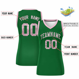 Custom Kelly Green Light Pink Women Basketball Jersey Dress