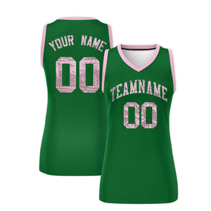 Custom Kelly Green Light Pink Women Basketball Jersey Dress