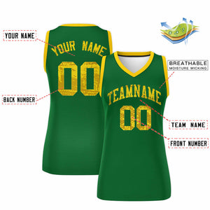 Custom Kelly Green Gold Women Basketball Jersey Dress