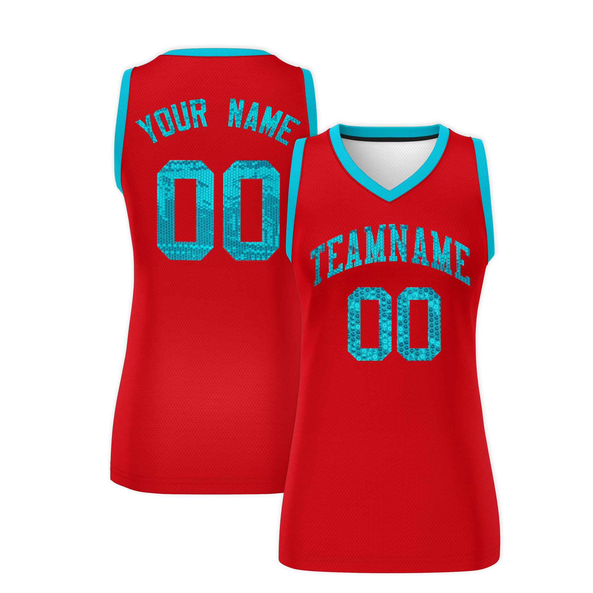 Custom Red Sky Blue Women Basketball Jersey Dress