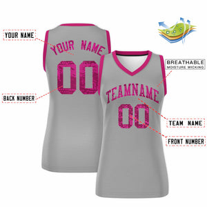 Custom Silver Pink Women Basketball Jersey Dress