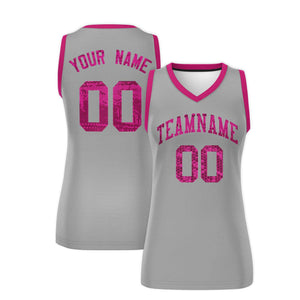 Custom Silver Pink Women Basketball Jersey Dress