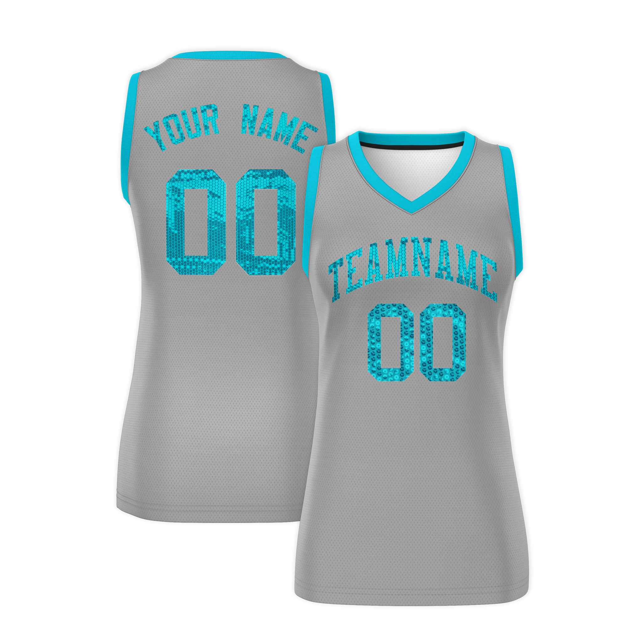 Custom Silver Sky Blue Women Basketball Jersey Dress