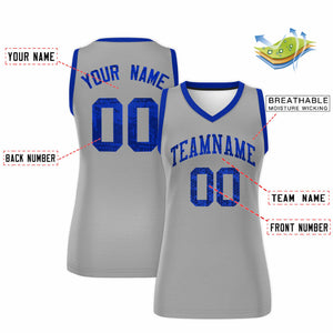 Custom Silver Royal Women Basketball Jersey Dress