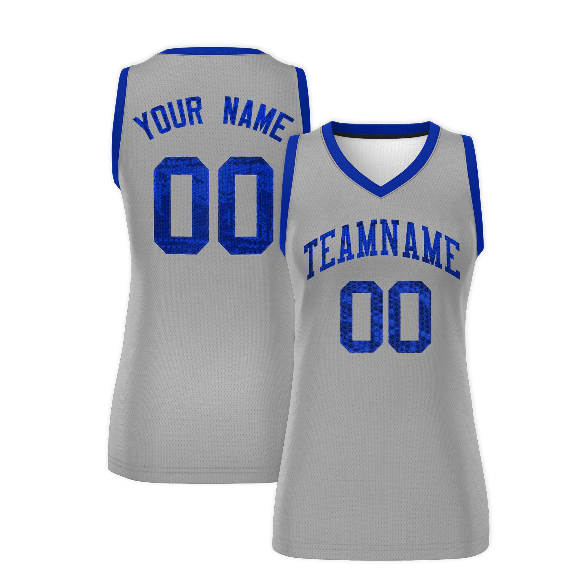 Custom Silver Royal Women Basketball Jersey Dress