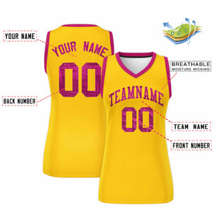 Custom Gold Pink Women Basketball Jersey Dress