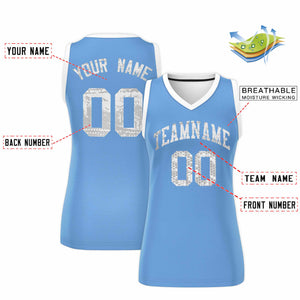 Custom Light Blue White Women Basketball Jersey Dress