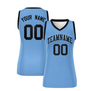 Custom Light Blue Black Women Basketball Jersey Dress