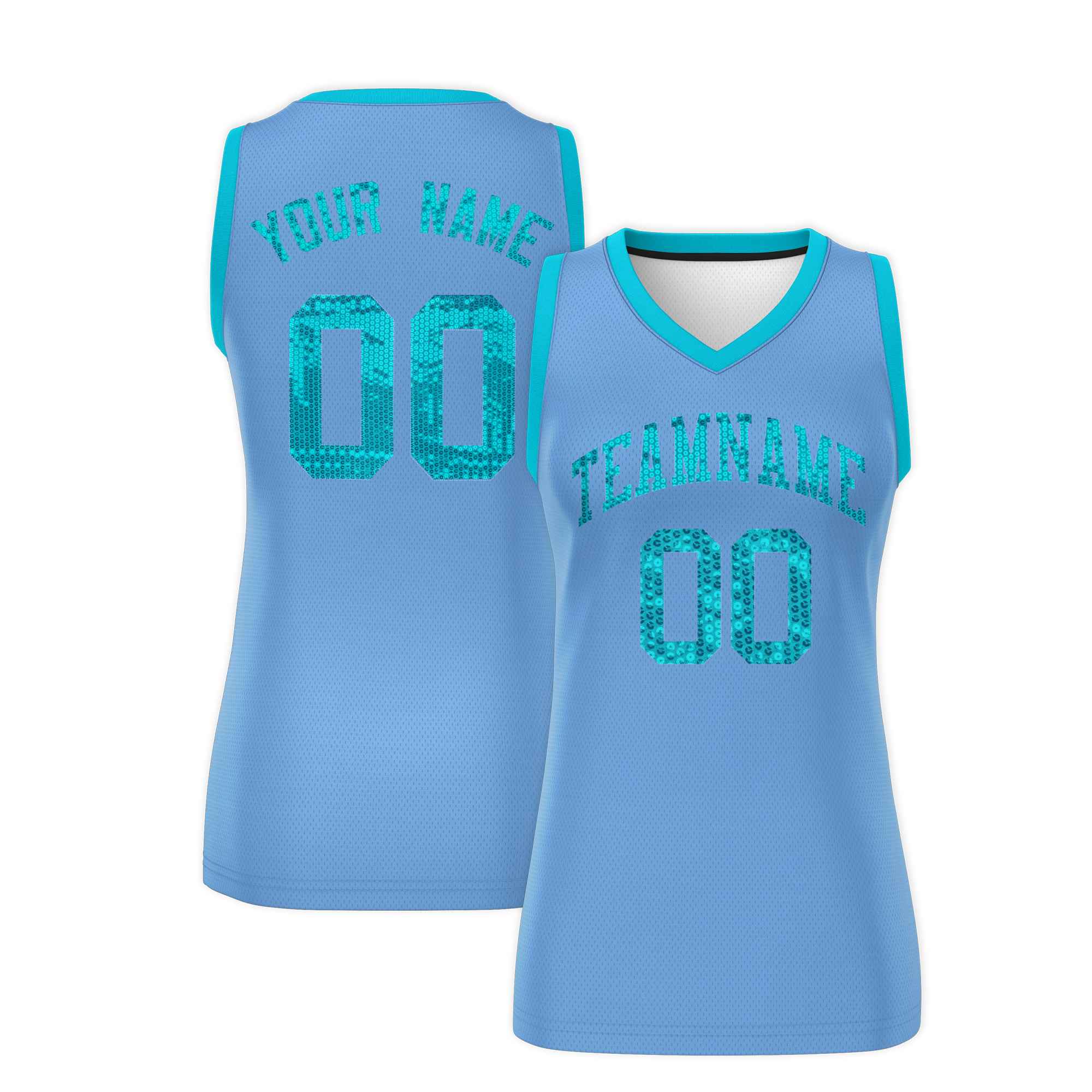 Custom Light Blue Sky Blue Women Basketball Jersey Dress