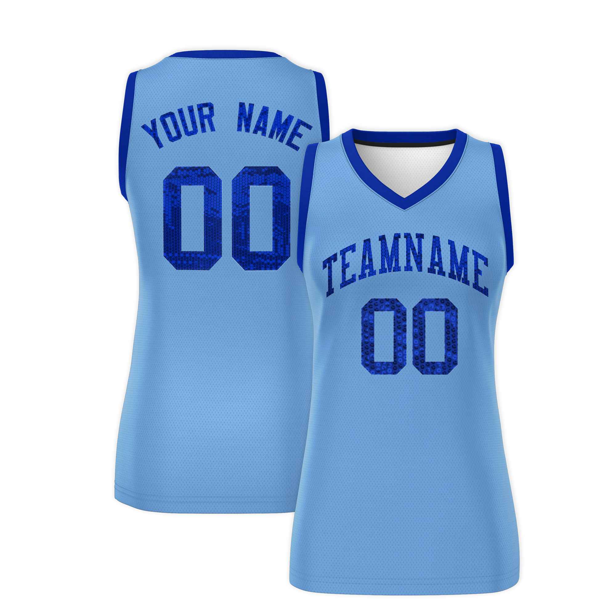 Custom Light Blue Royal Women Basketball Jersey Dress